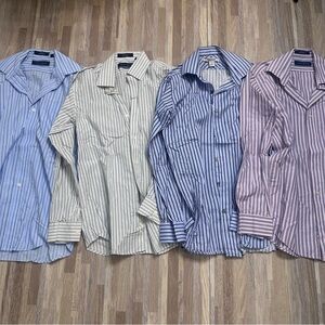Boys Striped Dress Shirt Bundle, -Blue, White, Navy, and Pink, Youth Size 14